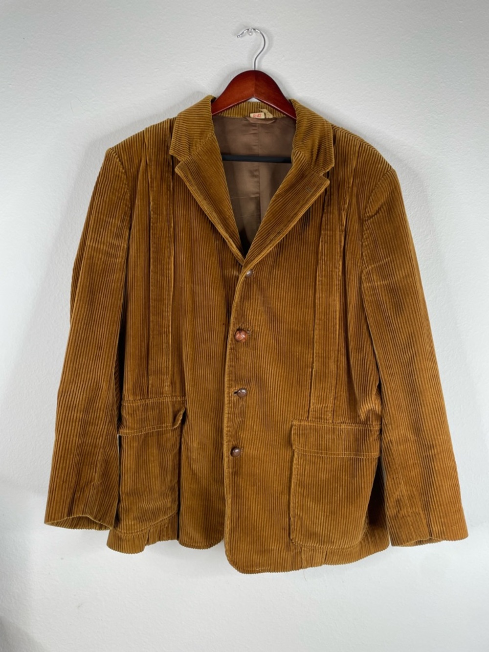 Vintage 70s Wide Wale Corduroy Blazer Men's 42R Brown Japan Made Sport Coat - Picture 7 of 7
